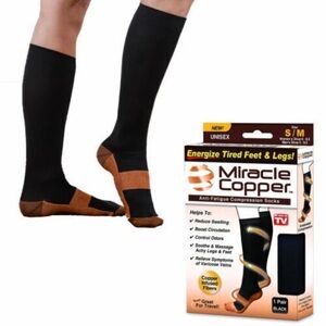 Miracle Copper Black and Brown Compression Socks sz‎ S/M